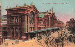 FRANCE - Paris - La Gare Du Nord - AL - Colorisé - Carte Postale Ancienne - Transport Urbain En Surface