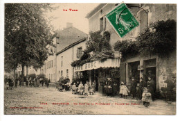 MONESTIES (81) - UN COIN DE LA PROMENADE - FACADE DU FOIRAIL CAFE BOSC - Monesties