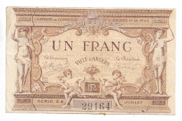 Chambre  De Commerce D Angers Un Franc 1915 Dimension 117 Mm X 73 Mm N0166 - Handelskammer