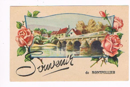 34 MONTPELLIER - Carte Postale "souvenir De Montpellier" Roses Et Pont  715 - Greetings From...