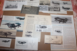 Lot 17g D'anciennes Coupures De Presse Des Aéronefs Américains Grumman AF2 Guardian Et XF10F-1 Jaguar - Luchtvaart