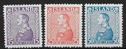 Islande 1937 N°164A/166A  Neufs ** MNH.  Jubilé Du Roi Christian X, Issus Du Bloc - Ungebraucht