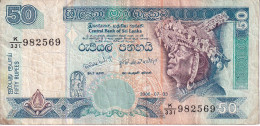BILLETE DE SRY LANKA DE 50 RUPEES DEL AÑO 2006 (BANKNOTE) MARIPOSA - BUTTERFLY - Sri Lanka