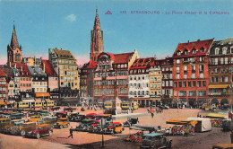 FRANCE - Strasbourg - La Place Kléber Et La Cathédrale - Automobiles - Églises - Carte Postale Ancienne - Strasbourg