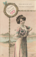 FANTAISIES - Femmes -  Seule - Cette Devise Est Celle D'un Cœur Tendre Et Fidèle - Carte Postale Ancienne - Vrouwen