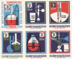 Czechoslovakia - Czechia 6 Matchbox Labels, Glass Factory KAVALIER - Sázava, 130 Years - Boites D'allumettes - Etiquettes