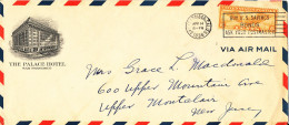 USA Air Mail Cover THE PALACE HOTEL San Francisco 14-4-1936 Single Franked - 1c. 1918-1940 Lettres