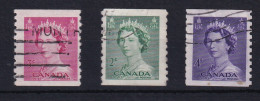 Canada: 1953   QE II - Coil Stamps Set   SG455-457  [Imperf X 9½]   Used - Gebraucht