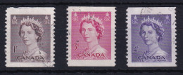 Canada: 1953   QE II Booklet Stamps   SG458-460   [Imperf X 12]    Used - Used Stamps