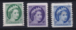 Canada: 1954/62   QE II - Coil Set  SG469-471   [Imperf X Perf: 9½]    Used - Used Stamps