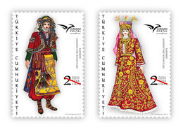 Turkey, Türkei - 2019 - EUROMED, Traditional Woman's Costume, Folklore ** MNH - Neufs