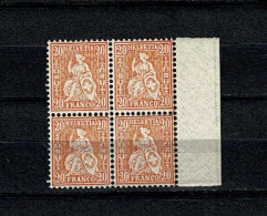 Switzerland Timbres - Suisse -1862-1881 - 4 X 20 C. - Yvert N° 37 - Non Oblitéré - Dentelés -MNH** - Nuevos