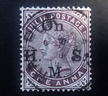 British India - INDIA -  Queen Victoria  - 1 Anna  On H M S  Watermark - Cancelled - 1854 Compagnie Des Indes