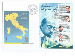 2003 Centenario 1° Volo Pionieri Italiani 2x FDC BF Pescara + Dispaccio Speciale Ciampino Aeroporto - Sonstige (Luft)