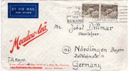 Australien 1950, Paar 9d Schnabeltier (Platypua) Auf Luftpost Brief V. Sydney - Autres - Océanie