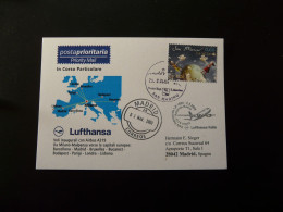 Premier Vol First Flight San Marino To Madrid Via Milano Airbus A319 Lufthansa 2009 - Cartas & Documentos