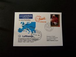 Premier Vol First Flight Vatican To Madrid Via Milano Airbus A319 Lufthansa 2009 - Storia Postale