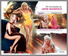 CENTRAL AFRICAN 2023 MNH Jayne Mansfield S/S – IMPERFORATED – DHQ2405 - Famous Ladies