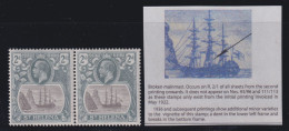 St. Helena, SG 100a, MLH Pair "Broken Mainmast" Variety - Saint Helena Island