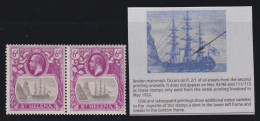 St. Helena, SG 104a, MLH Pair "Broken Mainmast" Variety - Saint Helena Island