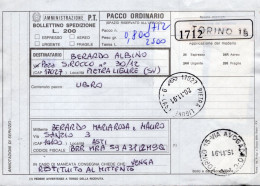 Italia (1991) - Bollettino Pacchi Da Asti Per Pietra Ligure (libro) - Paketmarken