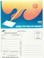 Carte Postale - Entier Postal De Service - Changement D'adresse - écrire C'est Faire Des Heureux - Pseudo-entiers Officiels