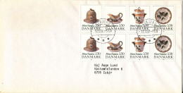 Denmark Cover Esbjerg 12-12-1991 With A Double Strip Of 4 From Booklet Flora Danica Royal Copenhagen Porcelain - Briefe U. Dokumente