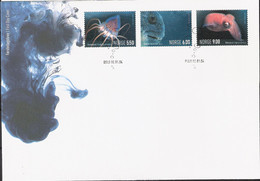 Norge Norway  2004 Sea Animals, Helmet Jellyfish, Atlantic Wolffish, Sepiola Atlantica Mi  1490-1492, FDC - Covers & Documents