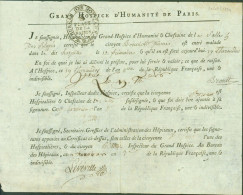 LAS Lettre Autographe Signature Hospitalière Du Grand Hospice D'humanité & Cheftaine Salle Des Blessés Révolution Paris - Politisch Und Militärisch