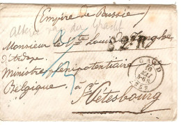 Lettre Sans Contenu Obl. Gand 10/5/1858 B.2.R  Taxe 2/3 > Ministre S.M. Le Roi  St.Petersbourg Russie - 1849-1865 Medallones (Otros)