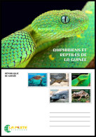 GUINEA GUINEE 2023 STATIONERY CARD 5V - FROGS FROG REPTILES TURTLES TURTLE CROCODILES SNAKES SNAKE TORTUES SERPENTS - Frösche