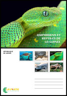 GUINEA GUINEE 2023 STATIONERY CARD 5V - FROGS FROG REPTILES TURTLES TURTLE CROCODILES SNAKES SNAKE TORTUES SERPENTS - Grenouilles