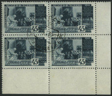 SOWJETUNION 823A VB O, 1941, 45 K. Dkl`blaugrün, Gezähnt L 121/2, Im Unteren Rechten Eckrandviererblock, Pracht - Used Stamps