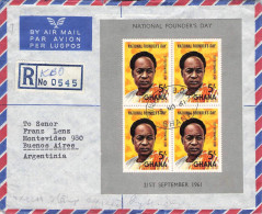 GHANA - REGISTERED AIRMAIL 1961 MINISHEET FOUNDERS DAY / 5034 - Ghana (1957-...)