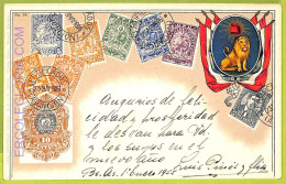 Ae9878 - PARAGUAY -  VINTAGE  POSTCARD - STAMPS ON POSTCARD - ZIEHER - Paraguay