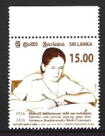 SRI LANKA. N°2023 De 2016. Personnalité. - Sri Lanka (Ceylan) (1948-...)