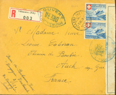 Guerre 40 YT Suisse N°322 X2 Censure Bande + Cachet Commission WE + WE 380 = Lyon - Guerra Del 1939-45