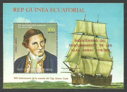 EQUATORIAL GUINEA 1978 SHIPS EXPLORERS CAPTAIN COOK M/SHEET MNH - Guinea Ecuatorial