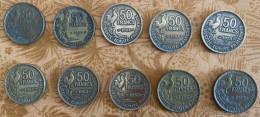 Pièce De 50 Francs : Lot De 10 Pièces ; De 1951 à 1953 ; Divers Etats - 50 Francs