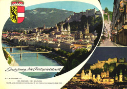 SALZBURG, MULTIPLE VIEWS, BRIDGE, EMBLEM, CASTLE, ARCHITECTURE, AUSTRIA, POSTCARD - Salzburg Stadt