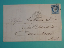 DI 3  FRANCE BELLE LETTRE 11 SEPTEMBRE  1875 ETOILE DE PARIS N°13 A  CAMBRAI   +AFF. INTERESSANT+++++ - 1849-1876: Classic Period