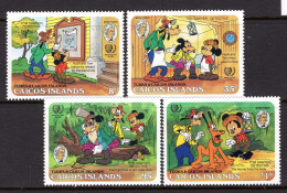 Caicos Islands 1985 150th Birth Anniversary Of Mark Twain - Walt Disney Characters Set MNH (SG 86-89) - Turks And Caicos