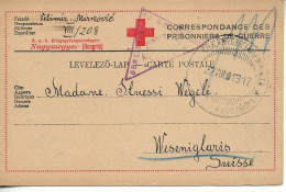 NAGYMEGYER Hongrie 14/18 Sur Carte CROIX ROUGE Correspondance Prisonnier De Guerre + Réponse Non Servie Détach ...     G - Storia Postale