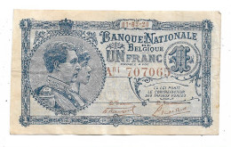 Billet Banque Nationale De Belgique Un Franc  01.03.20 Dim: 82 Mm X 50 Mm N0166 - Zonder Classificatie