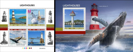 Sierra Leone 2023, Lighthouses And Whales, 4val In BF +BF - Baleines