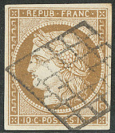 No 1a, Bistre-brun, Belle Nuance Foncée, Obl Grille. - TB - 1849-1850 Cérès