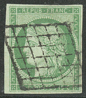 No 2, Vert, Obl Grille. - TB - 1849-1850 Cérès