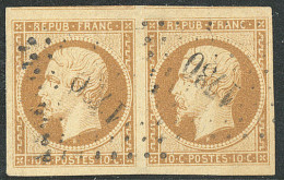 No 9, Bistre-jaune, Paire, Deux Voisins, Obl Pc 1730. - TB - 1852 Luigi-Napoleone