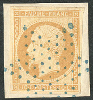 No 13Aa, Jaune-citron, Obl étoile Bleue, Sur Support. - TB - 1853-1860 Napoléon III.