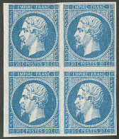 * No 14Aa, Bleu Foncé, Bloc De Quatre, Très Frais. - TB - 1853-1860 Napoleon III